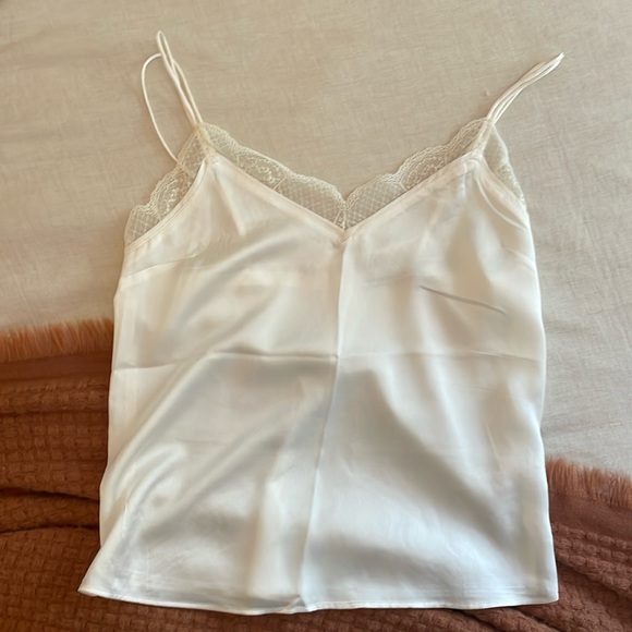 WHITE SATIN / LACE CAMI - Picture 1 of 2